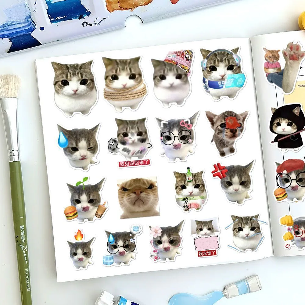 48 Unique Crispy Triangle Cat Meme Stickers