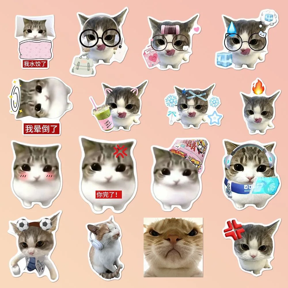 48 Unique Crispy Triangle Cat Meme Stickers