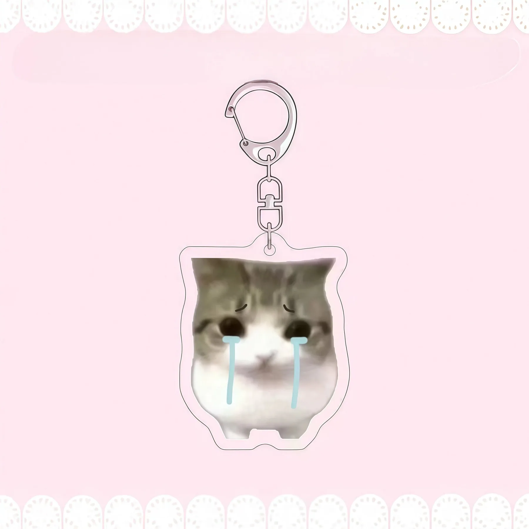 Crispy Triangle Cat Meme Keychain