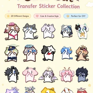 Cute Monthly Salary Cat Transfer Stickers, Kawaii Cartoon Cat Clear Waterproof Stickers, DIY Decorative Decals for Phone Case Water Bottle Laptop Journal