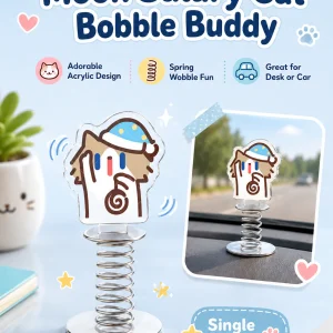 Cute Cartoon Cat Acrylic Spring Wobble Stand Figure, Double‑Sided Printed Shaking Ornament, Car Dashboard & Desk Decor